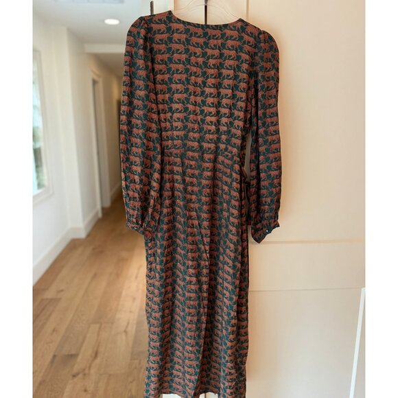Emerson Fry Black and Brown Patterned Midi Dress - Picture 8 of 8